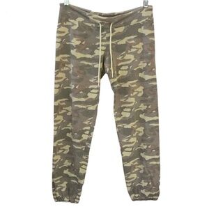 Monrow - Small Green Camo Drawstring Joggers - Sweatpants Track Pants Camouflage